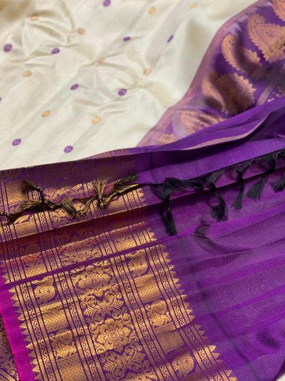 Gadwal silk saree with meenakari work and Kanchivaram turning border