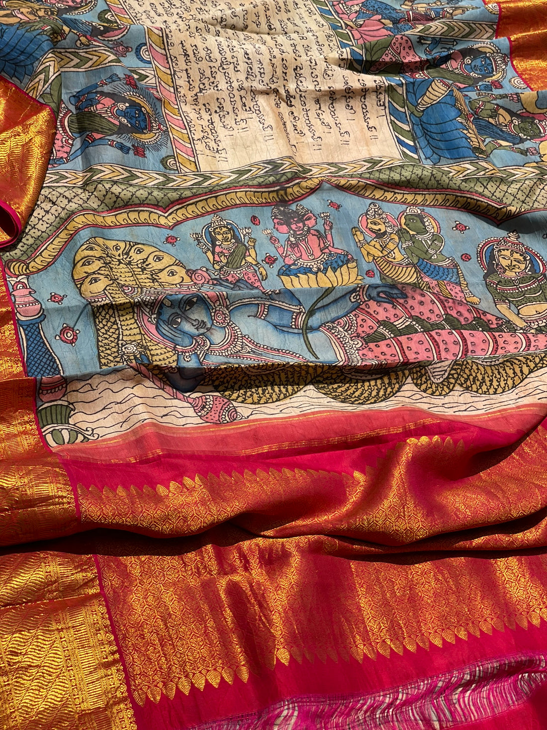 Concept Ashtalakshmi Penkalamkari Kanchivaram silk Saree