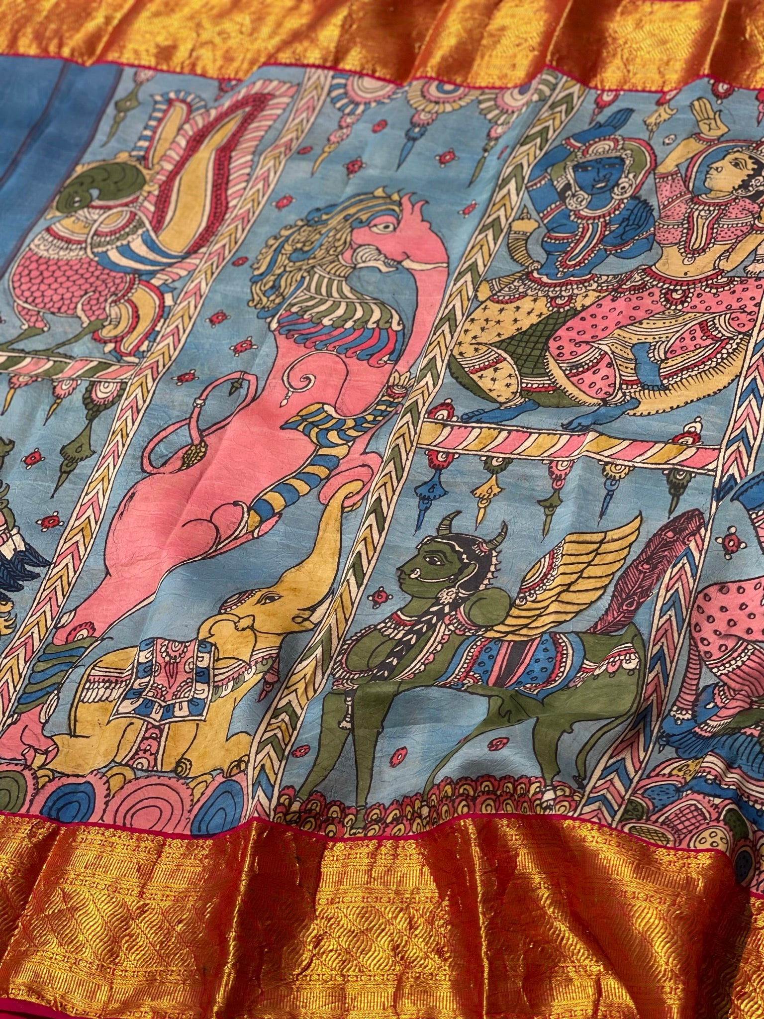 Concept Ashtalakshmi Penkalamkari Kanchivaram silk Saree