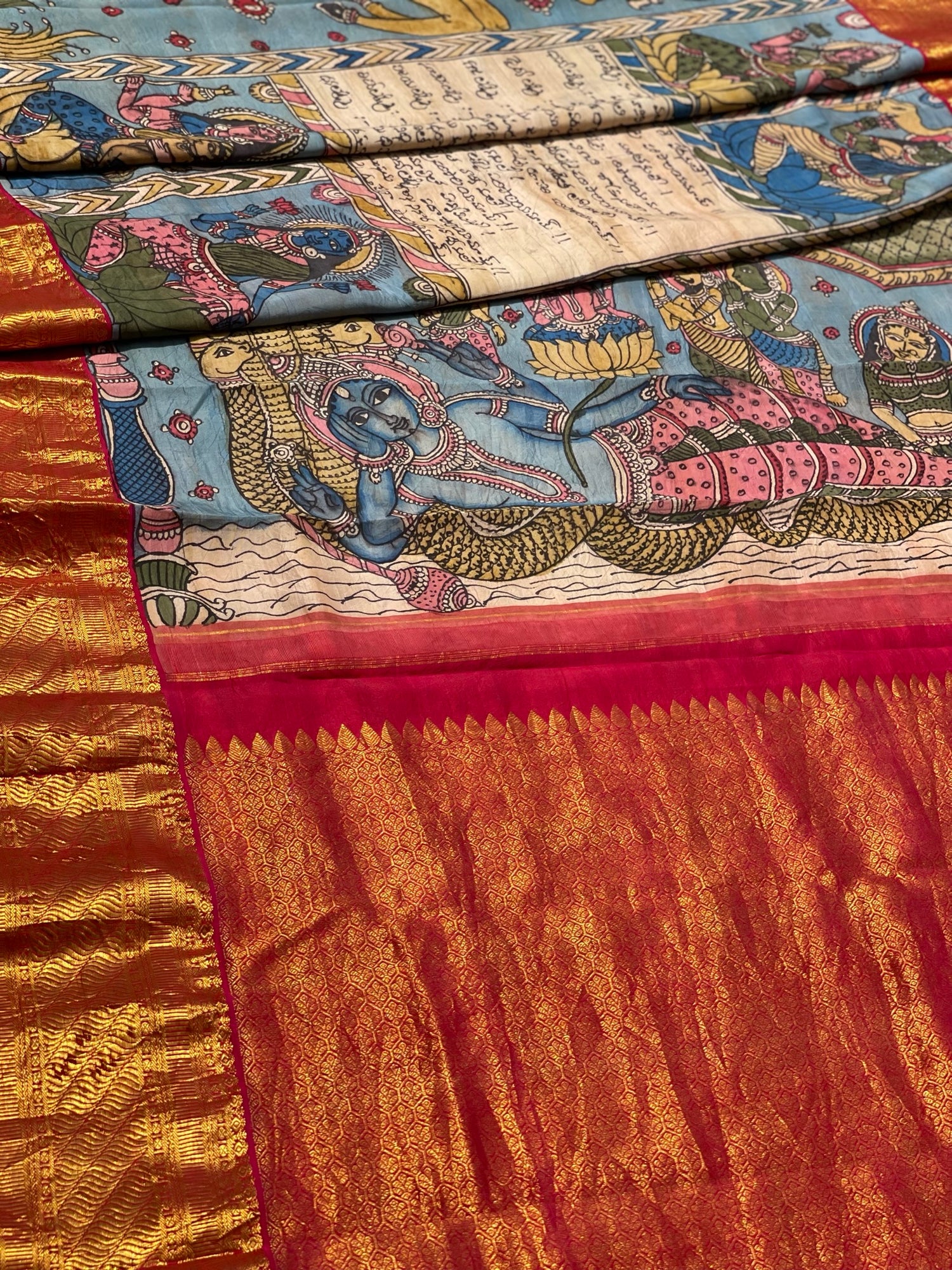 Concept Ashtalakshmi Penkalamkari Kanchivaram silk Saree