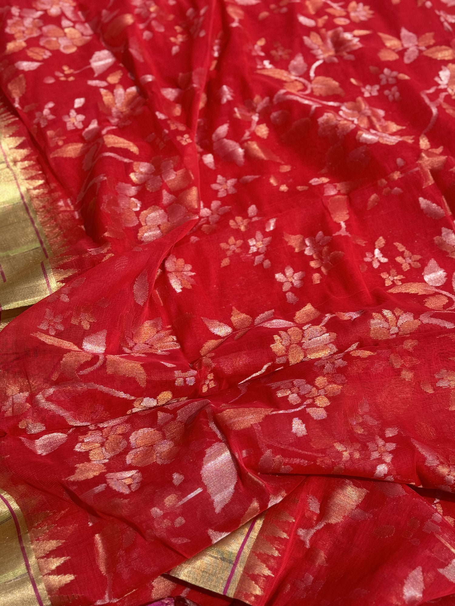 Exclusive Masterpiece - All Over full jaal weave ponduru Khadhi Jamdani saree with muniya tissue border