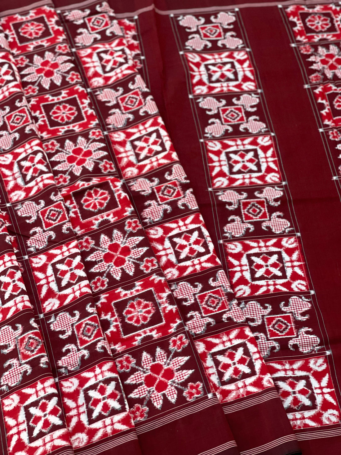 A Masterpiece National award winning Double Ikkat Telia Rumal Cotton Saree