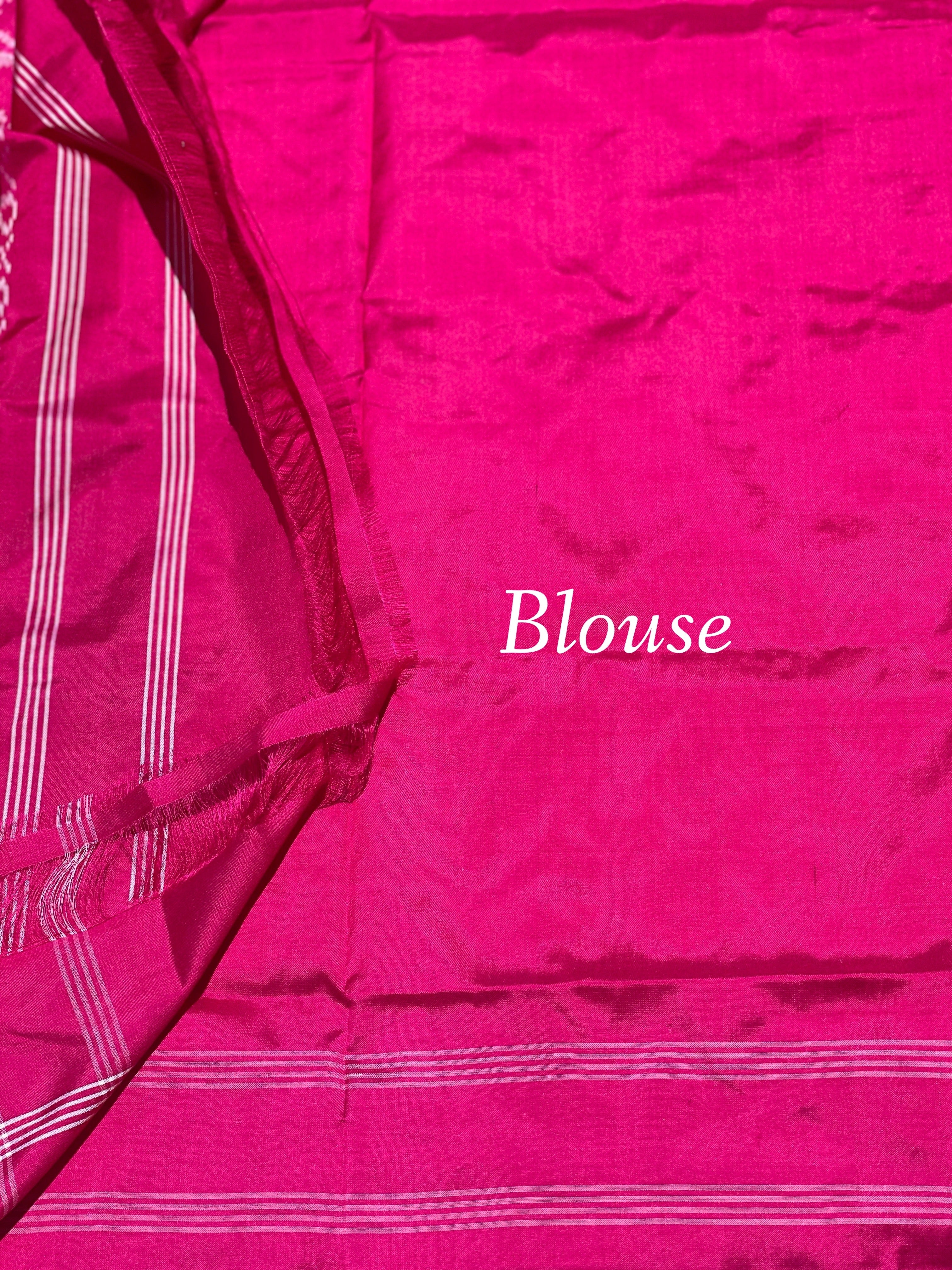 Contemporary Silk Ikkat With Bandhej Inspired Design Saree