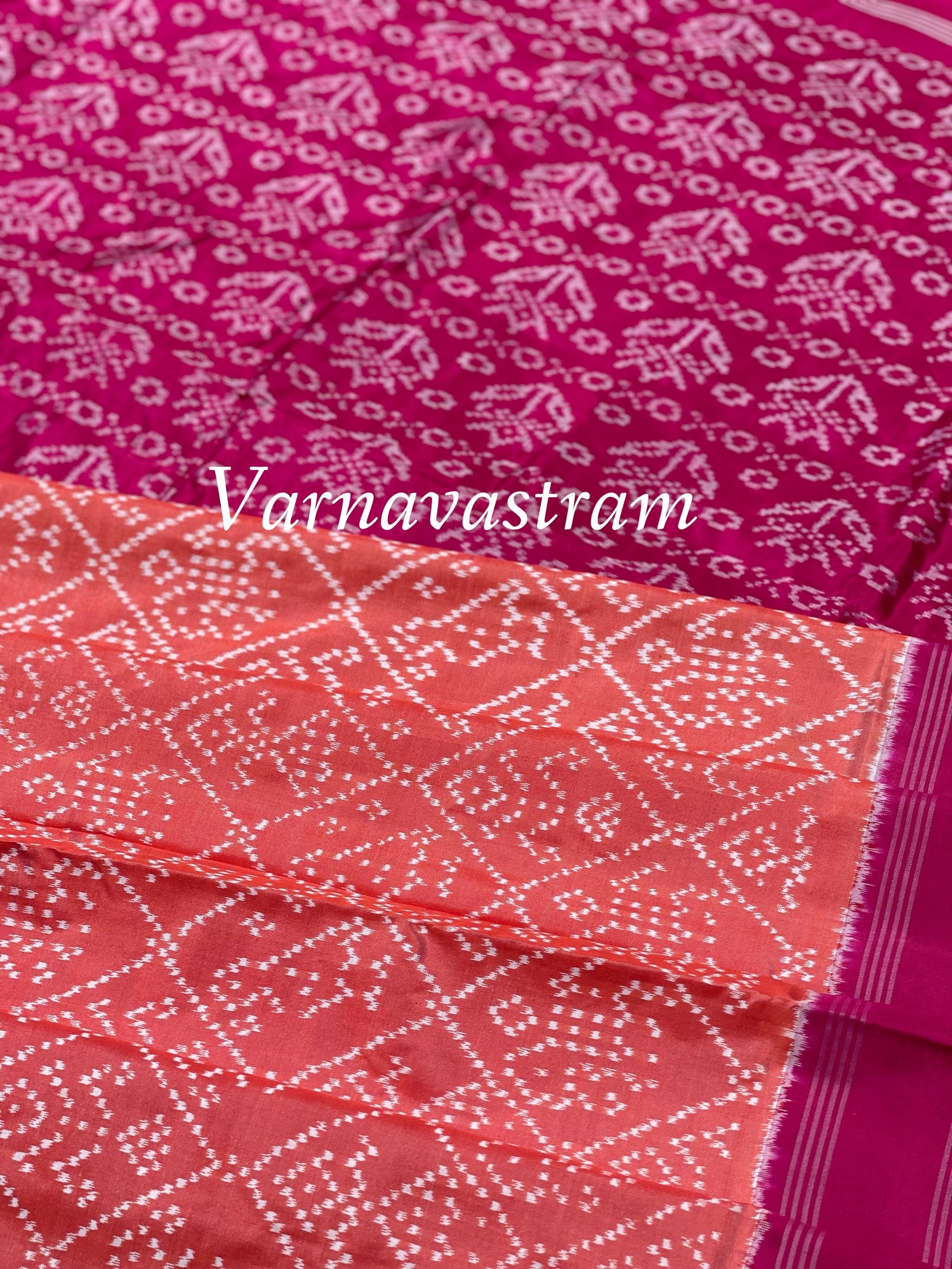 Contemporary Silk Ikkat With Bandhej Inspired Design Saree