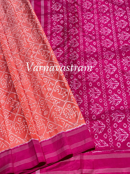 Contemporary Silk Ikkat With Bandhej Inspired Design Saree