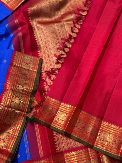 A stunner Masterpiece kanchivaram silk saree with MsBlue and arakku korvai