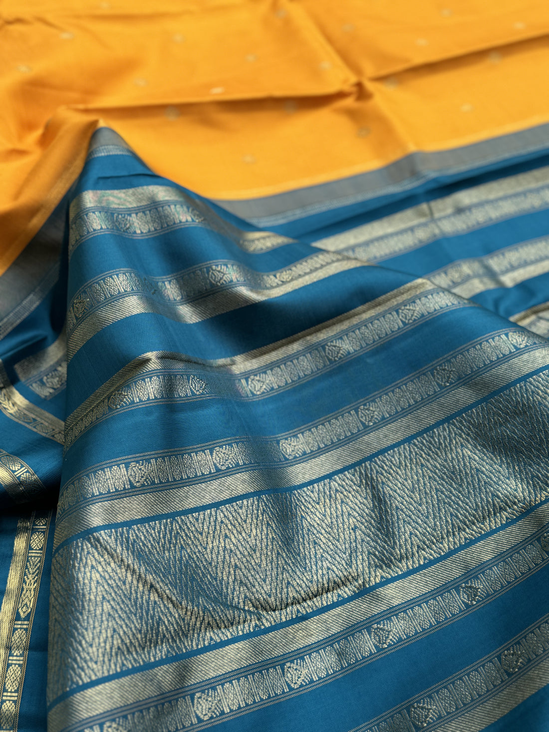 MasterPiece Korvai Kanchivaram Silk Saree with Meenpettu border