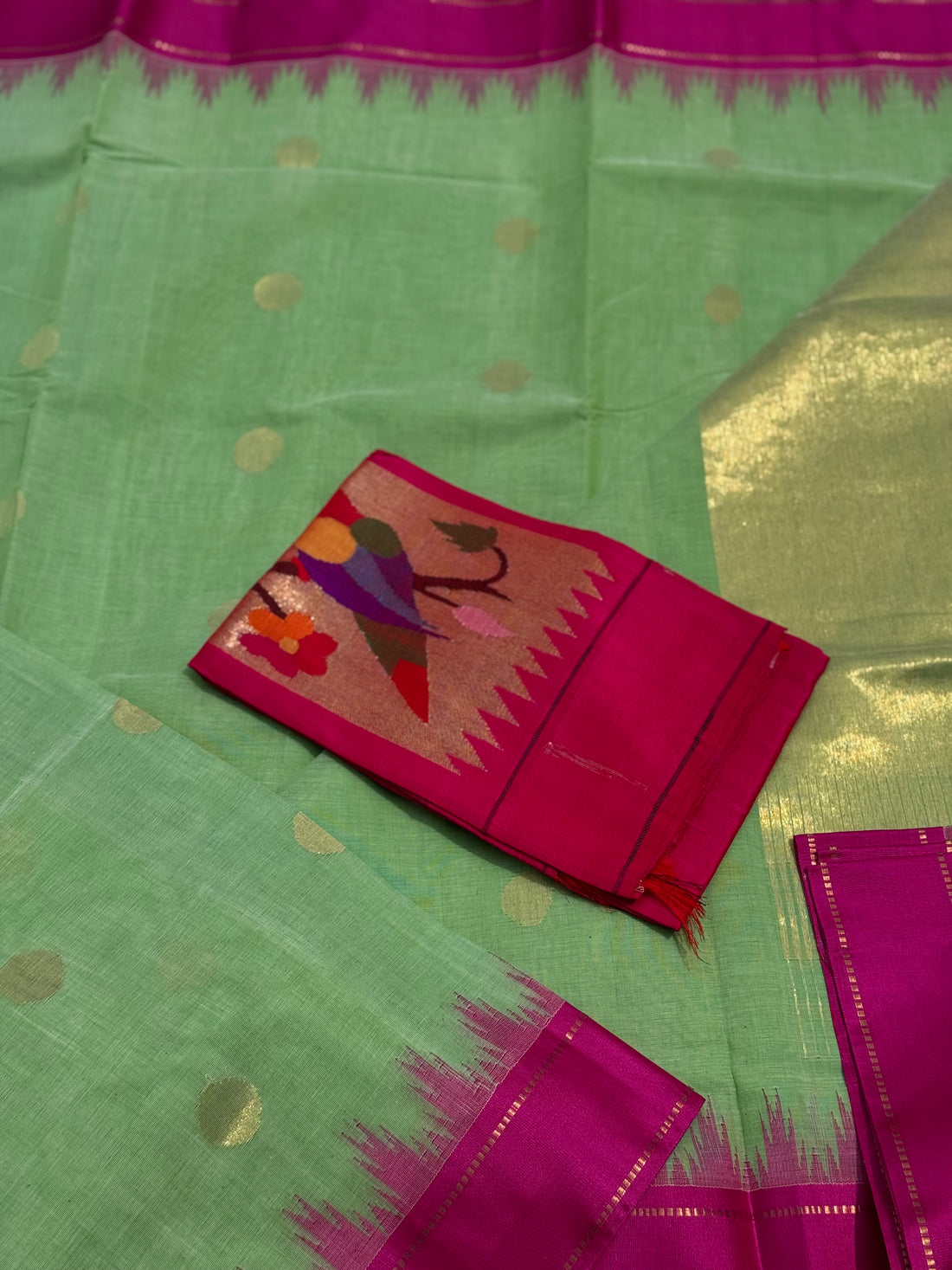 Handspun and handwoven ponduru Khadhi jamdani cotton saree