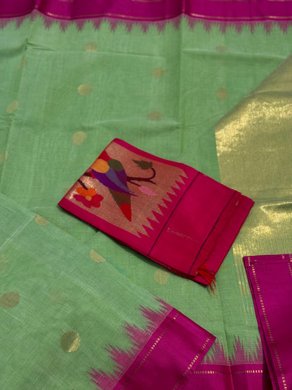 Handspun and handwoven ponduru Khadhi jamdani cotton saree