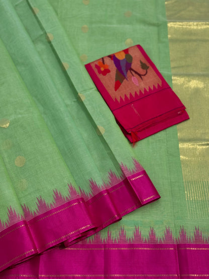 Handspun and handwoven ponduru Khadhi jamdani cotton saree