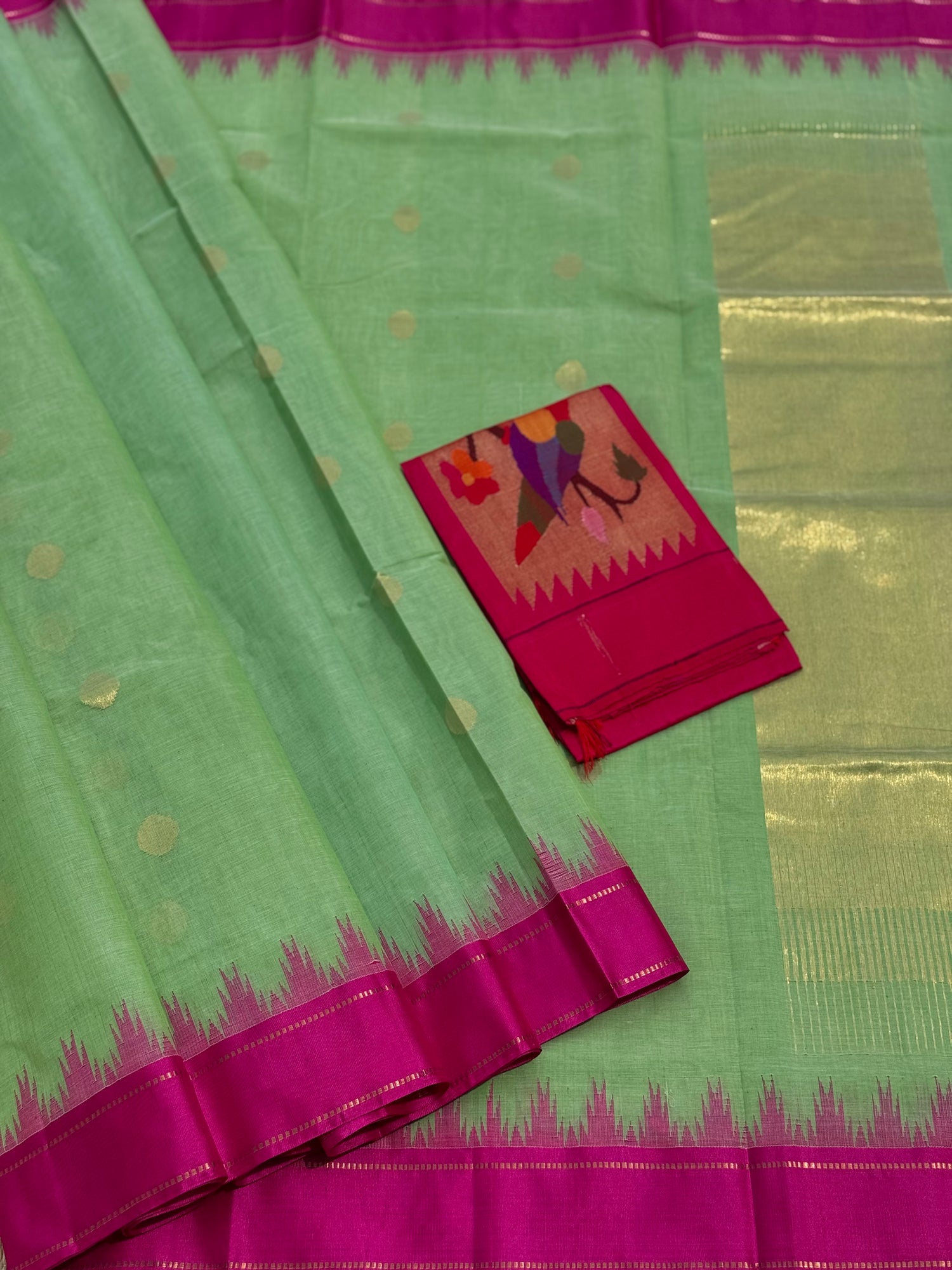 Handspun and handwoven ponduru Khadhi jamdani cotton saree