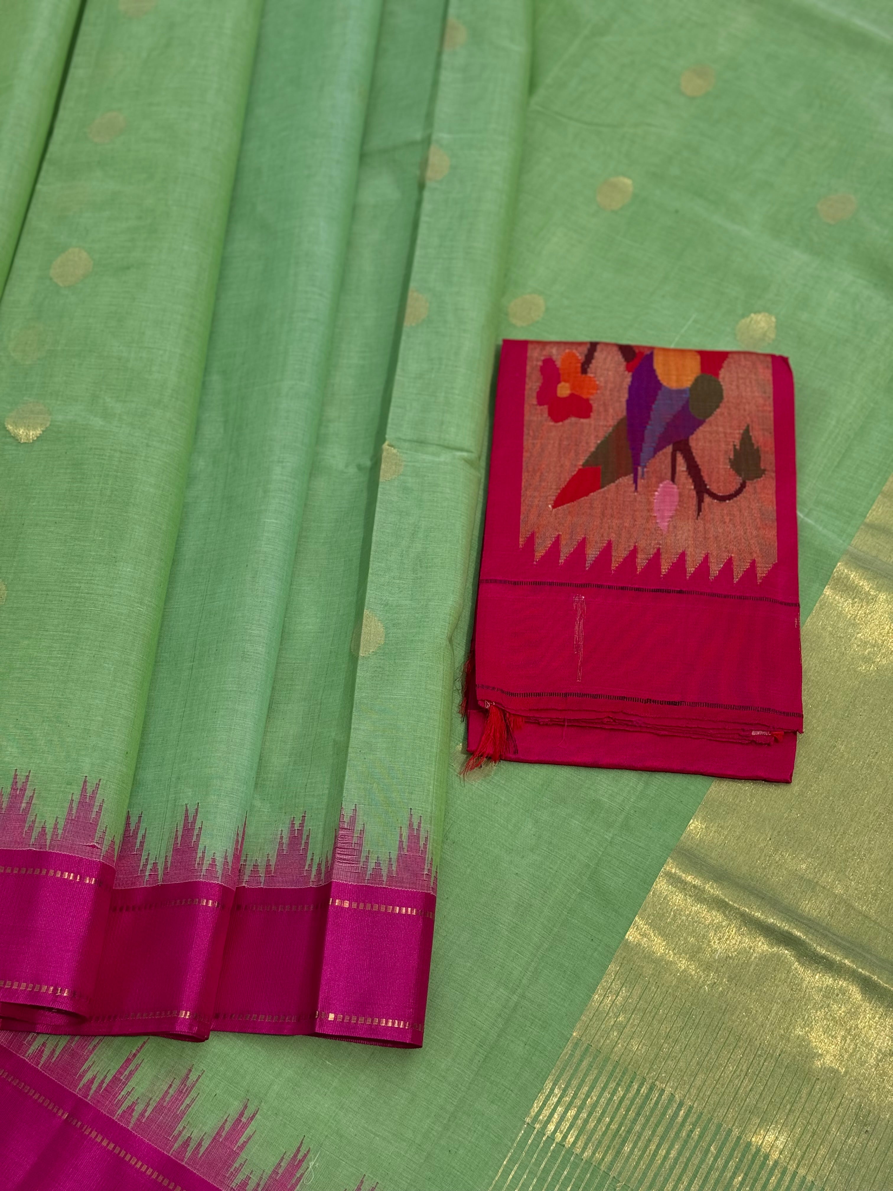 Handspun and handwoven ponduru Khadhi jamdani cotton saree