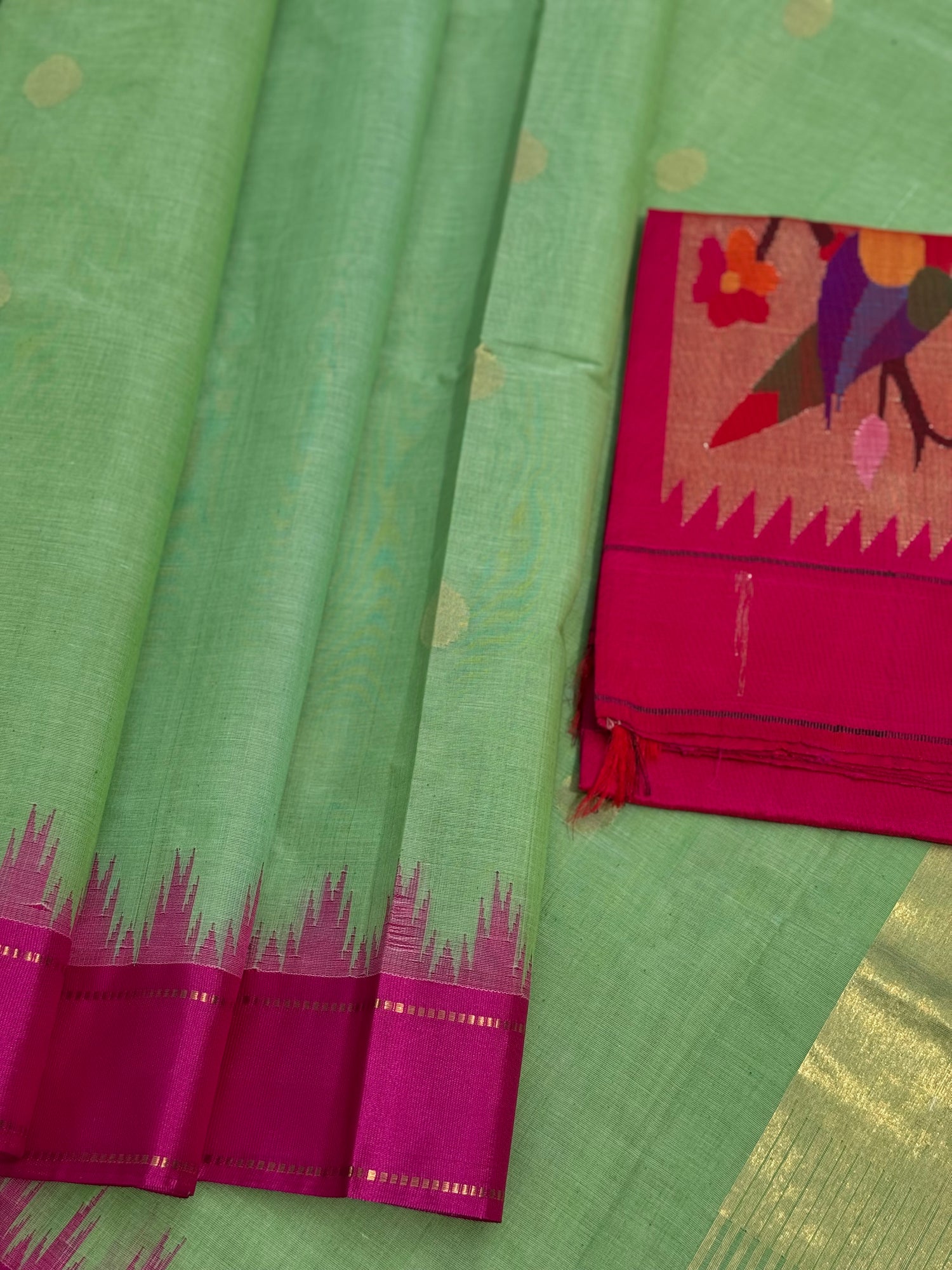 Handspun and handwoven ponduru Khadhi jamdani cotton saree