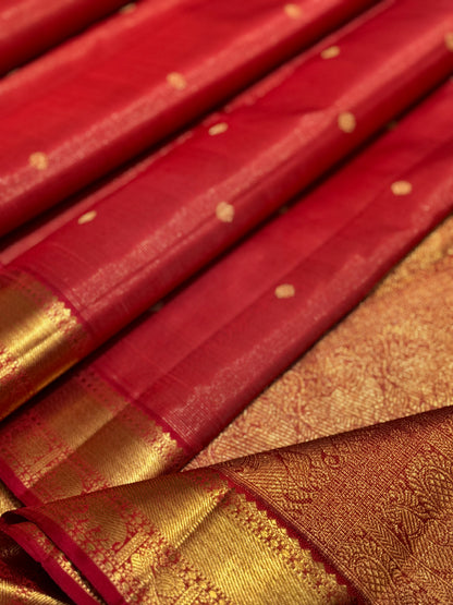 The gorgeous masterpiece woven bridal red vairaoosi kanchivaram silk Saree