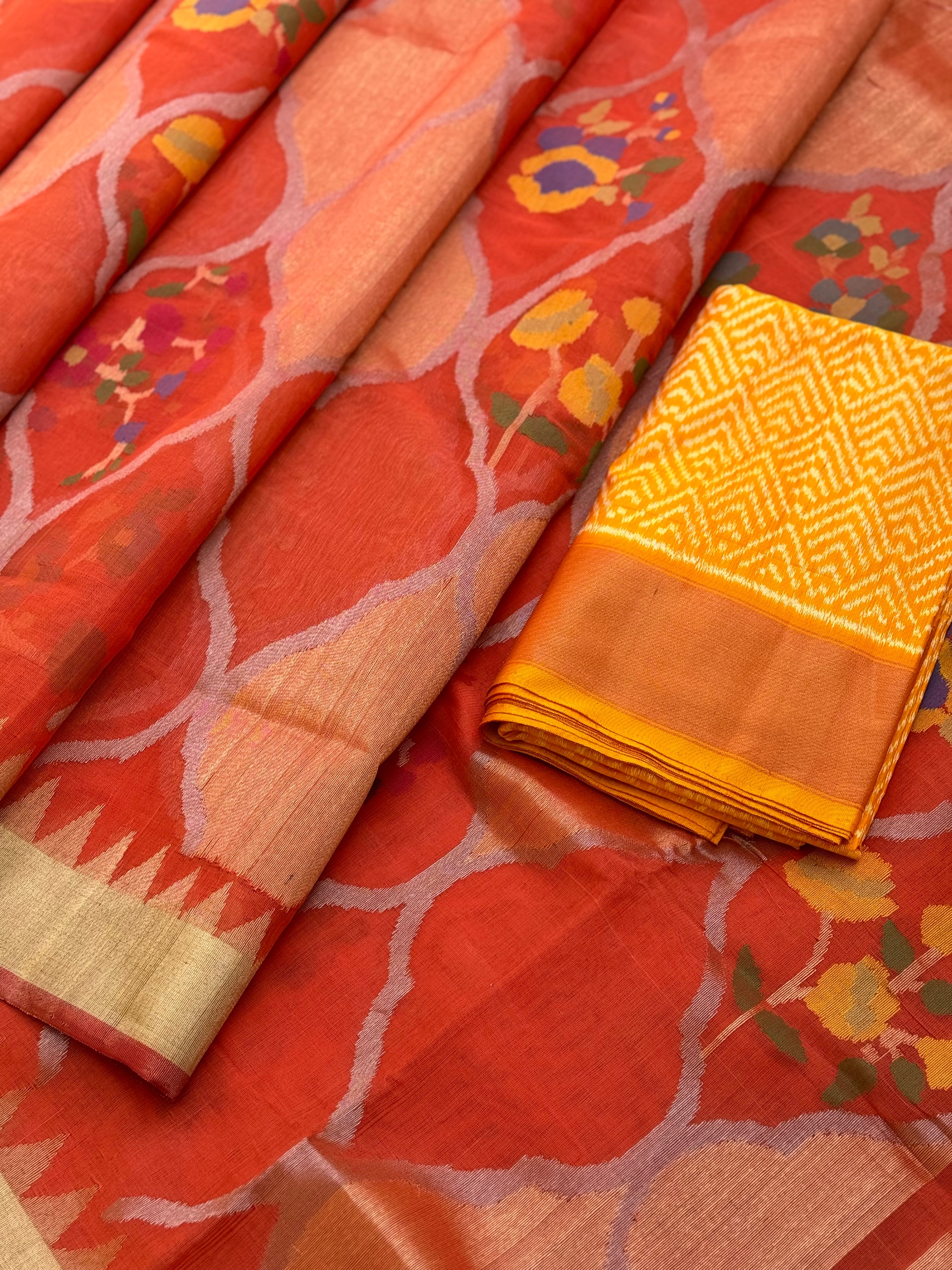 A designer exclusive ponduru Khadhi full jaal weave jamdani Saree