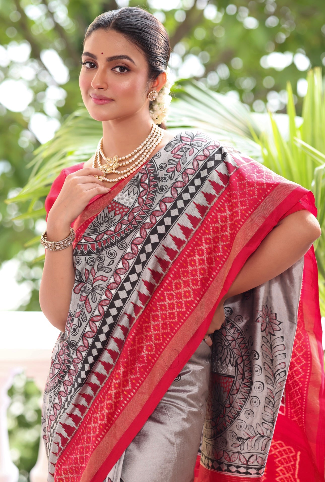 Payment link - Handmade Madhubani folkart Handpainted on tie dyed ikkat woven silk saree