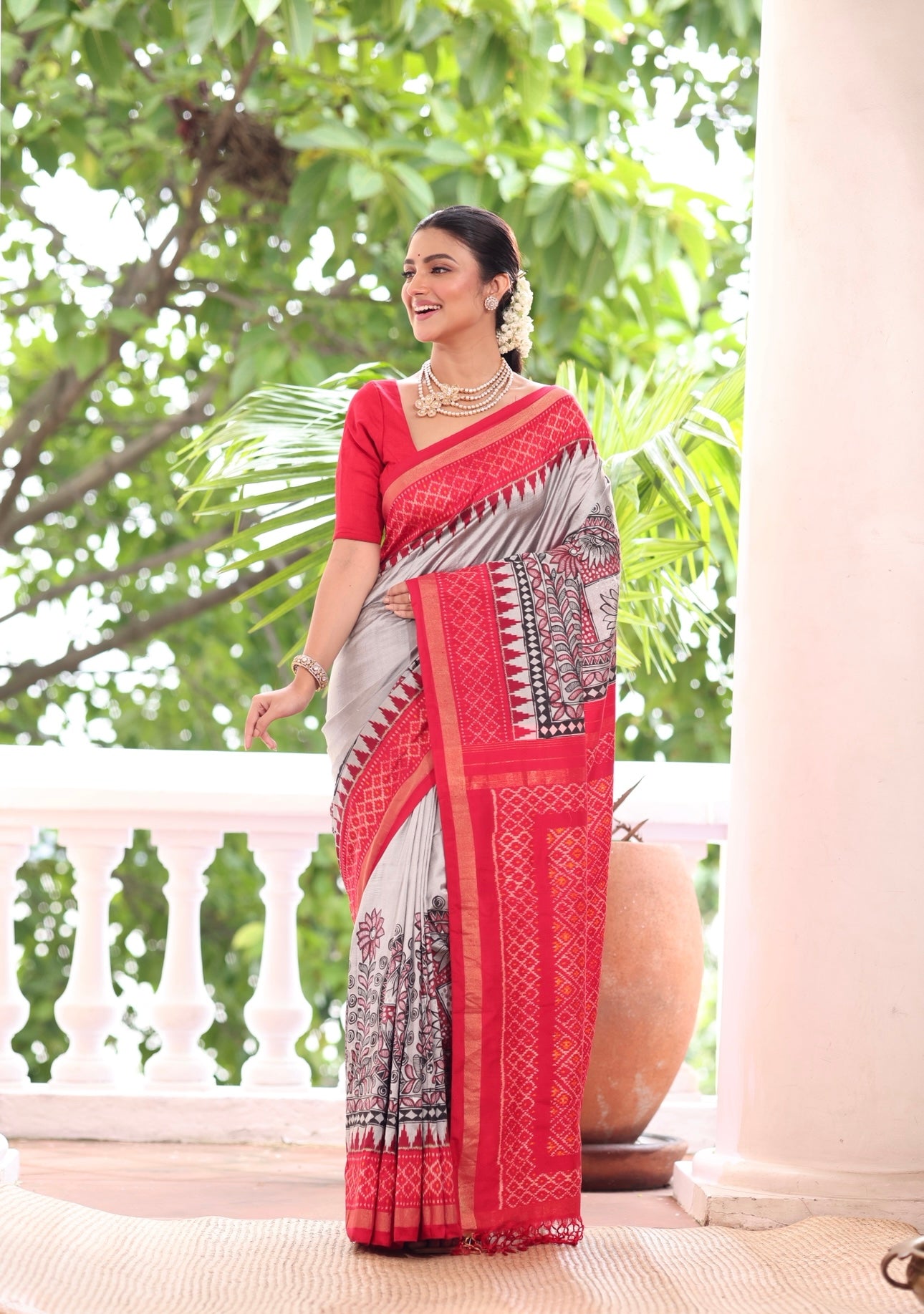 Payment link - Handmade Madhubani folkart Handpainted on tie dyed ikkat woven silk saree