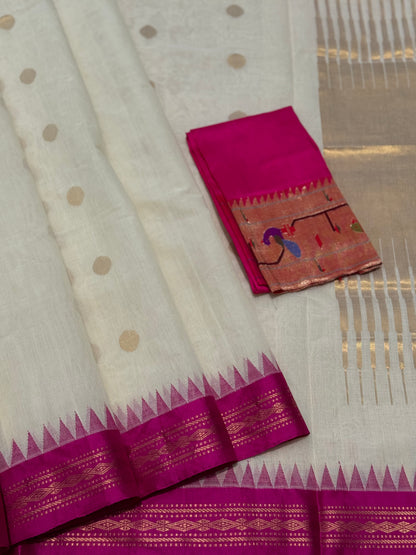 Handspun and handwoven ponduru Khadhi jamdani cotton saree