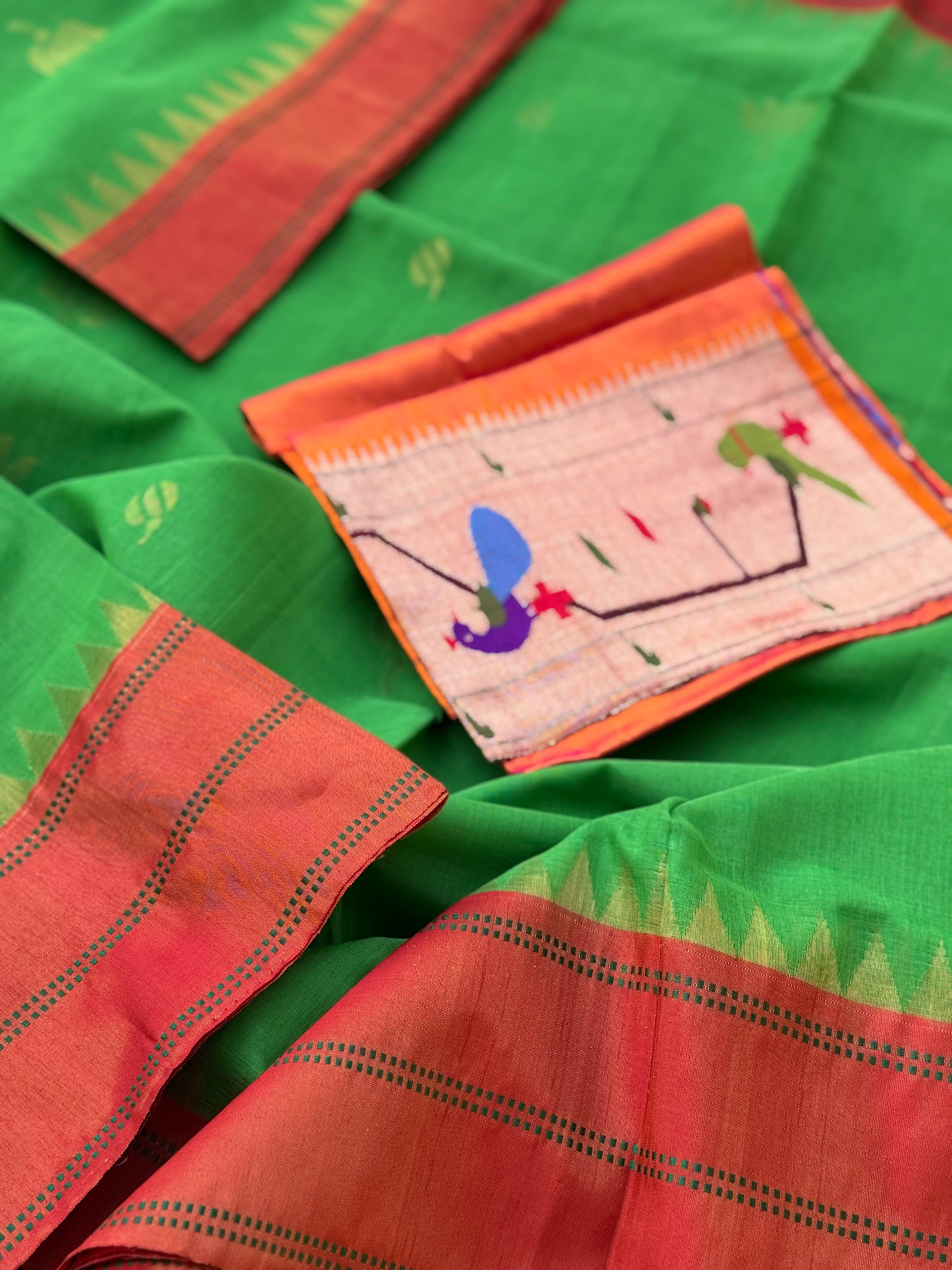 Client payment link for green ponduru Khadhi saree with paithani blouse and penkalamkari kanchivaram preorder