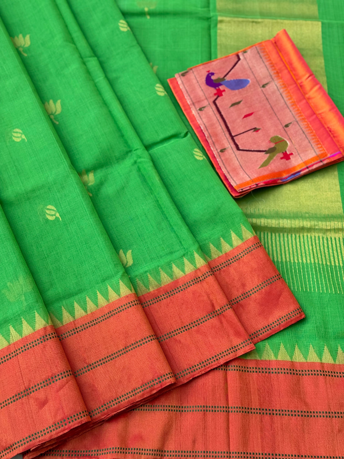 Client payment link for green ponduru Khadhi saree with paithani blouse and penkalamkari kanchivaram preorder