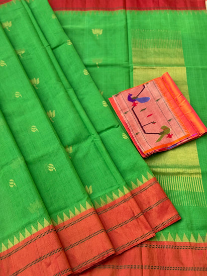 Client payment link for green ponduru Khadhi saree with paithani blouse and penkalamkari kanchivaram preorder