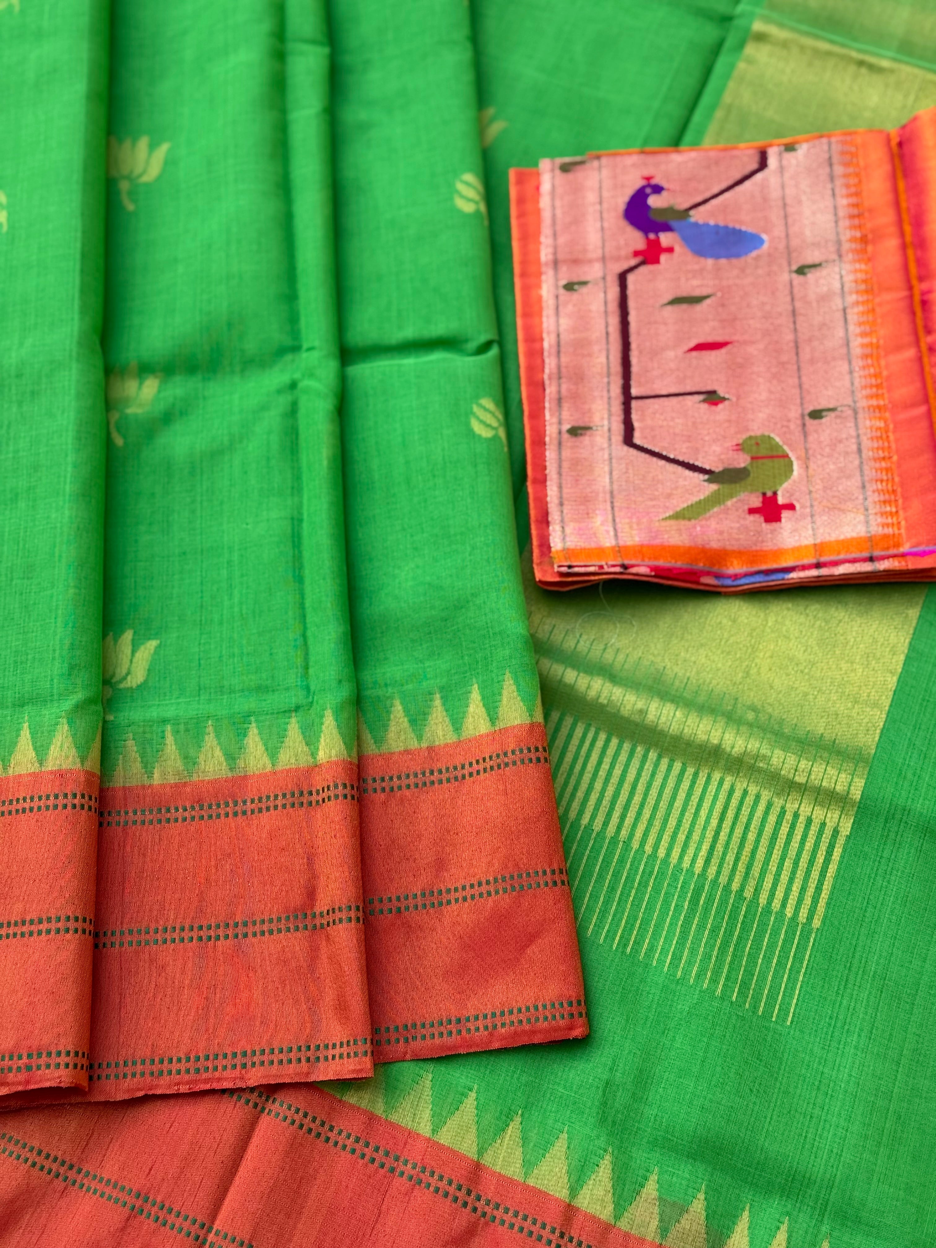 Client payment link for green ponduru Khadhi saree with paithani blouse and penkalamkari kanchivaram preorder