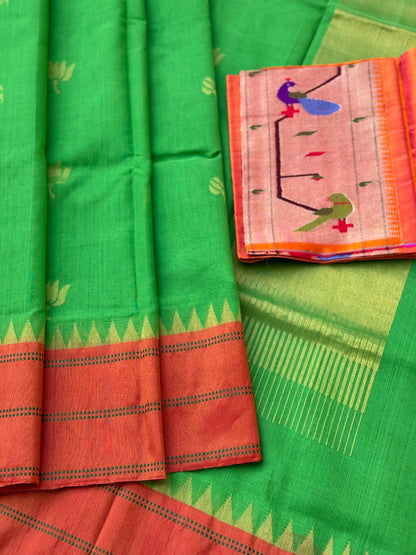 Client payment link for green ponduru Khadhi saree with paithani blouse and penkalamkari kanchivaram preorder