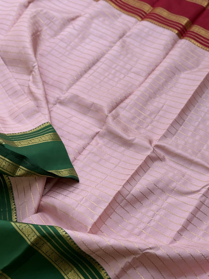 A stunner peony pink neli veldhari in zari and korvai with ganga jamuna border kanchivaram silk SAREE