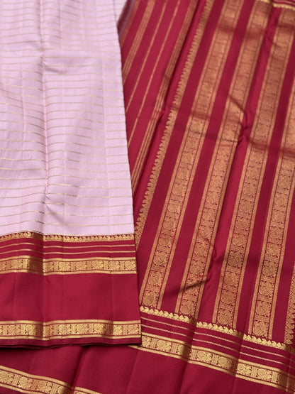 A stunner peony pink neli veldhari in zari and korvai with ganga jamuna border kanchivaram silk SAREE