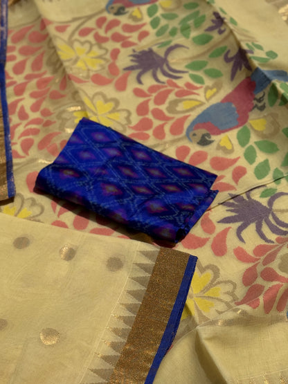 A gorgeous handspun ponduru Khadhi jamdani cotton saree