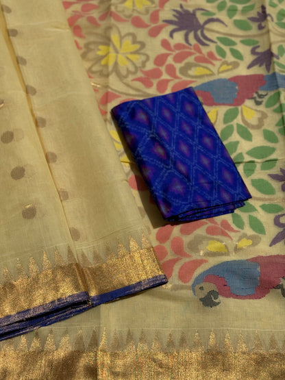 A gorgeous handspun ponduru Khadhi jamdani cotton saree