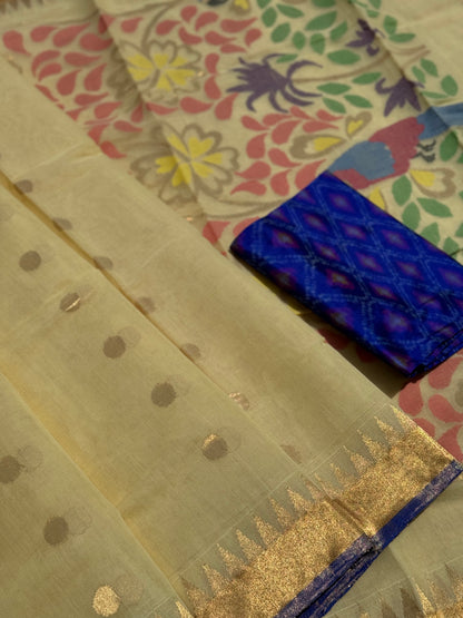 A gorgeous handspun ponduru Khadhi jamdani cotton saree