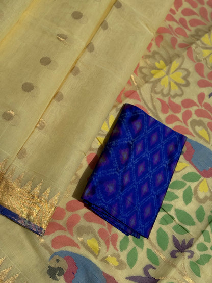 A gorgeous handspun ponduru Khadhi jamdani cotton saree
