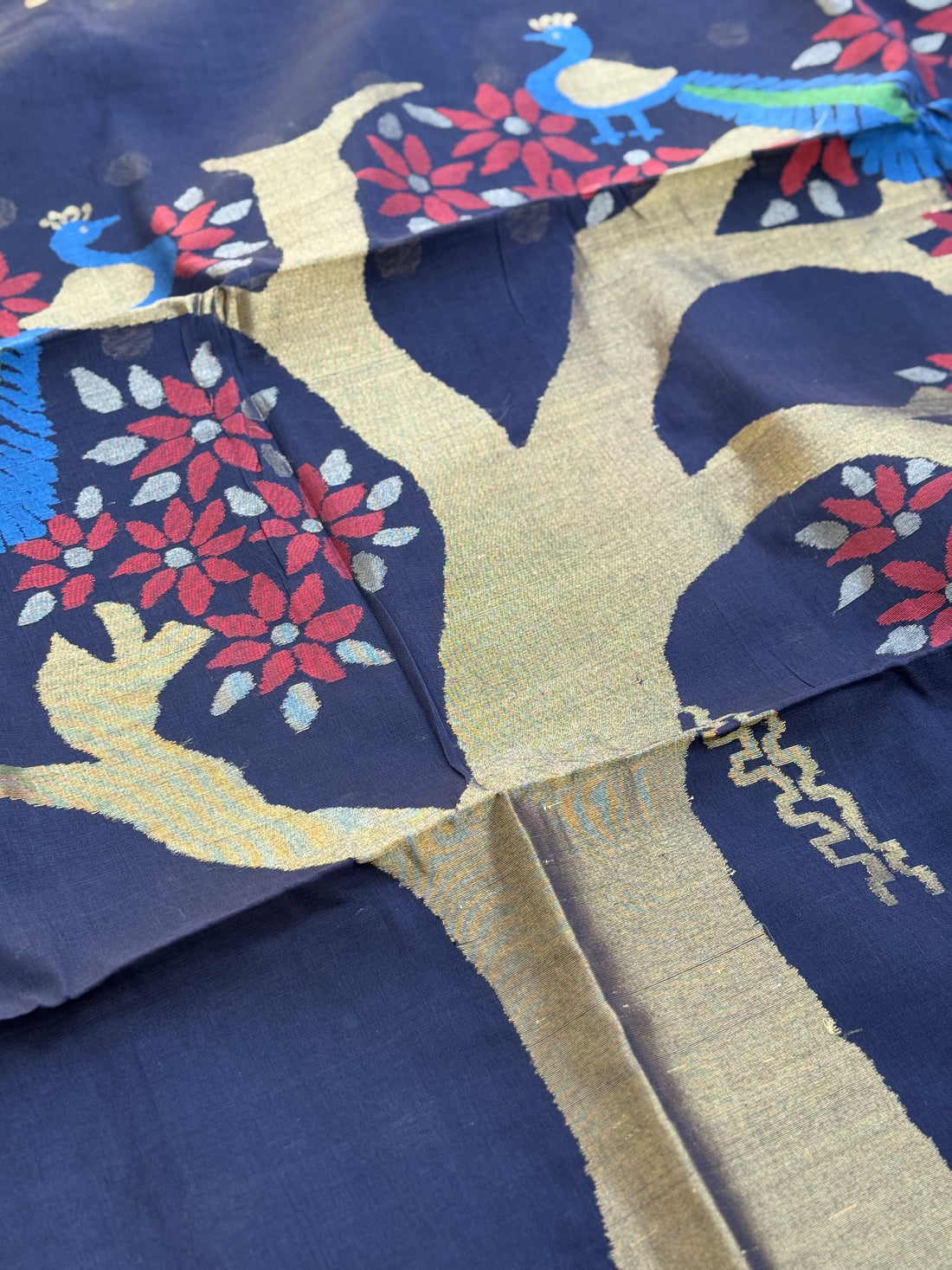 Handspun Ponduru cotton saree pallu full jaal jamdani  saree
