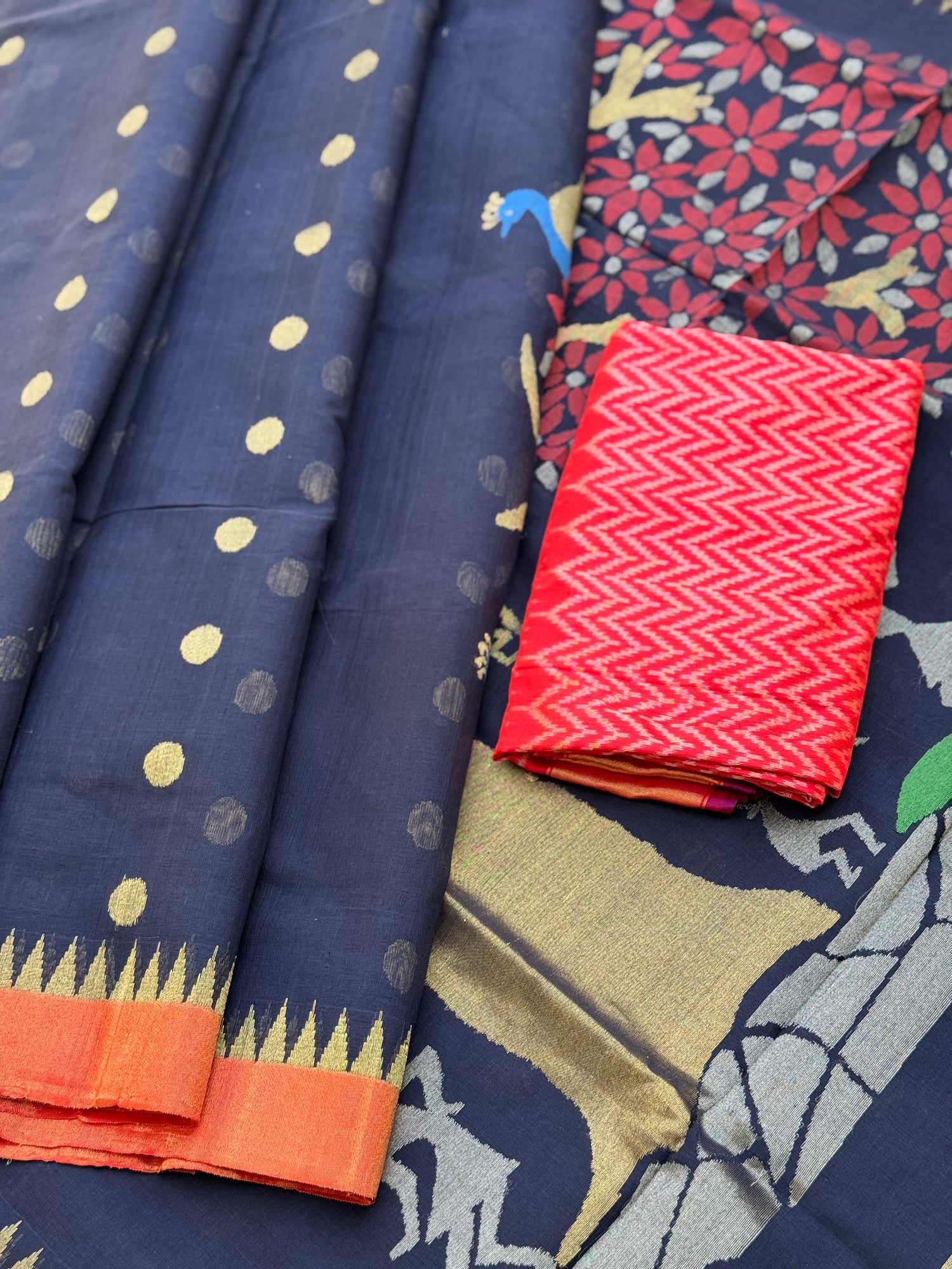 Handspun Ponduru cotton saree pallu full jaal jamdani  saree