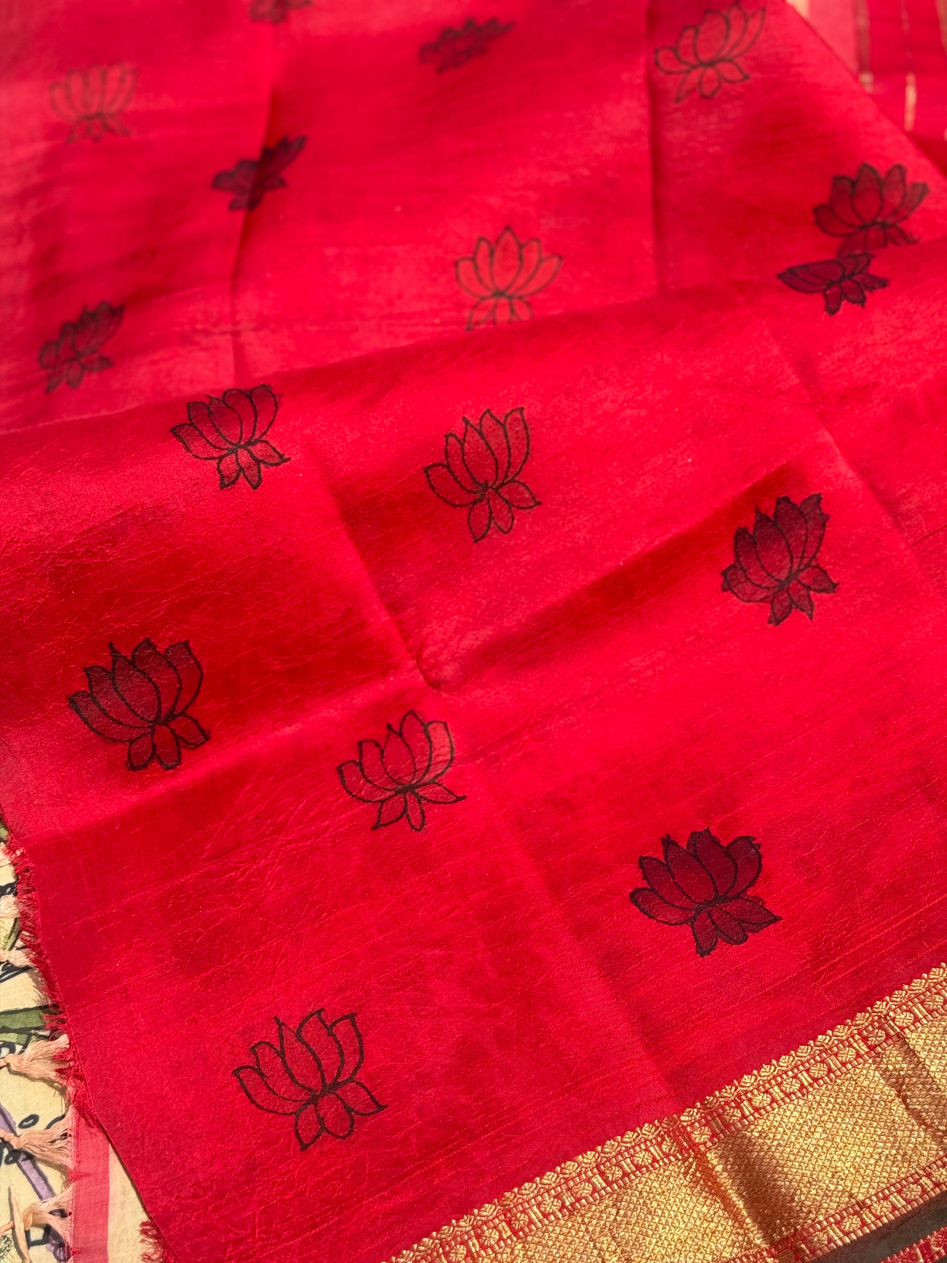 A Stupendous Tamil Ramayana penkalamkari scripts brand exclusive masterpiece kanchivaram silk saree