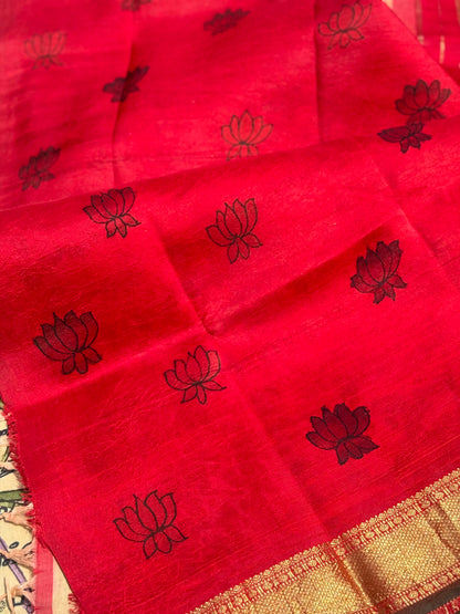 A Stupendous Tamil Ramayana penkalamkari scripts brand exclusive masterpiece kanchivaram silk saree