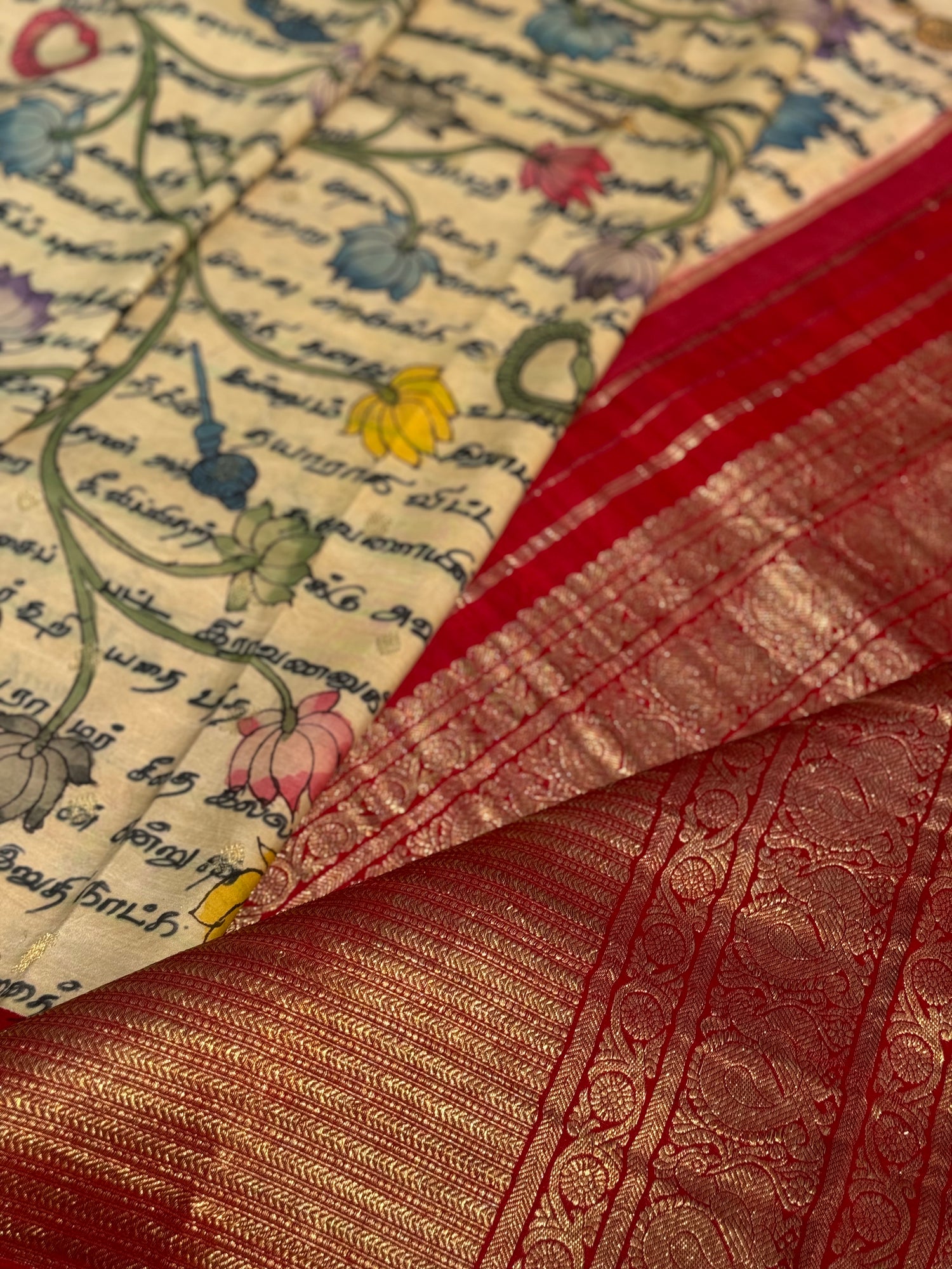 A Stupendous Tamil Ramayana penkalamkari scripts brand exclusive masterpiece kanchivaram silk saree