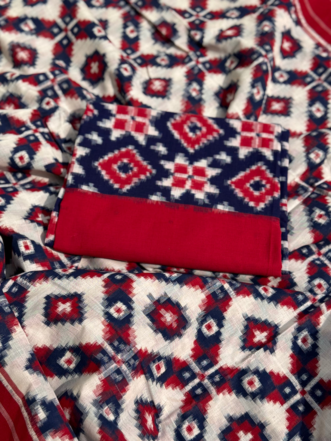Telia Rumal inspired Double Ikkat Cotton Saree