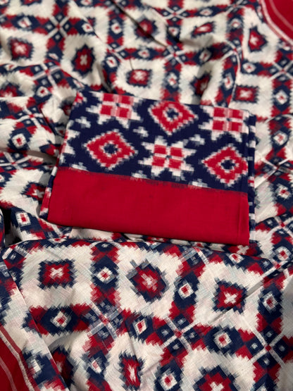 Telia Rumal inspired Double Ikkat Cotton Saree
