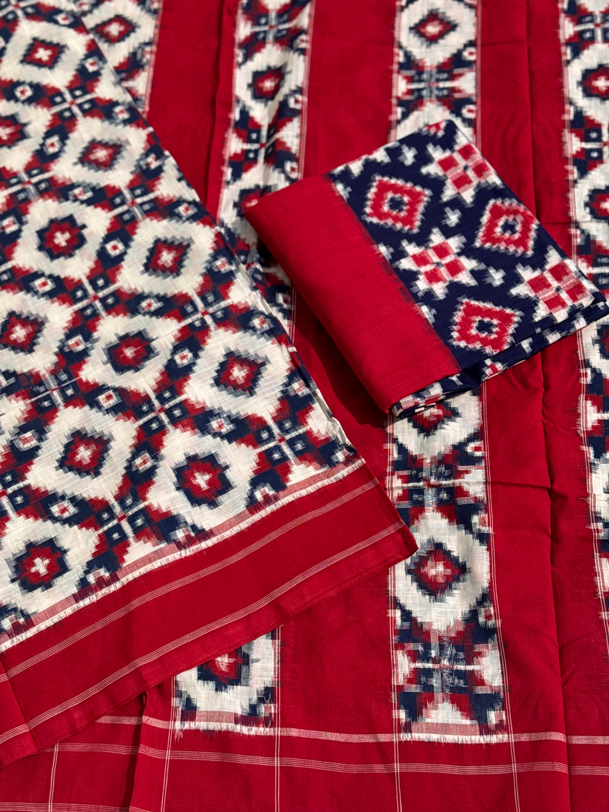 Telia Rumal inspired Double Ikkat Cotton Saree