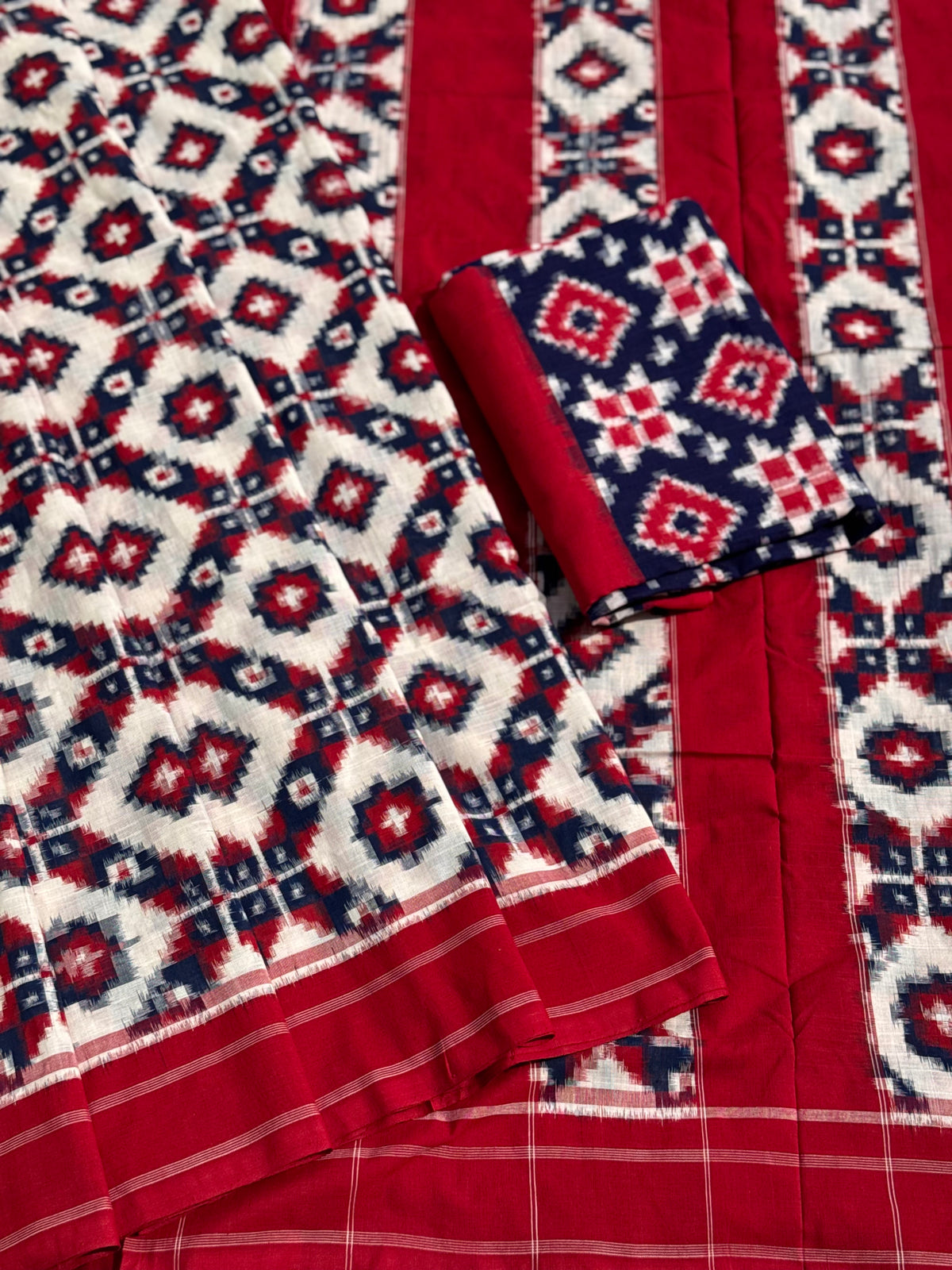 Telia Rumal inspired Double Ikkat Cotton Saree