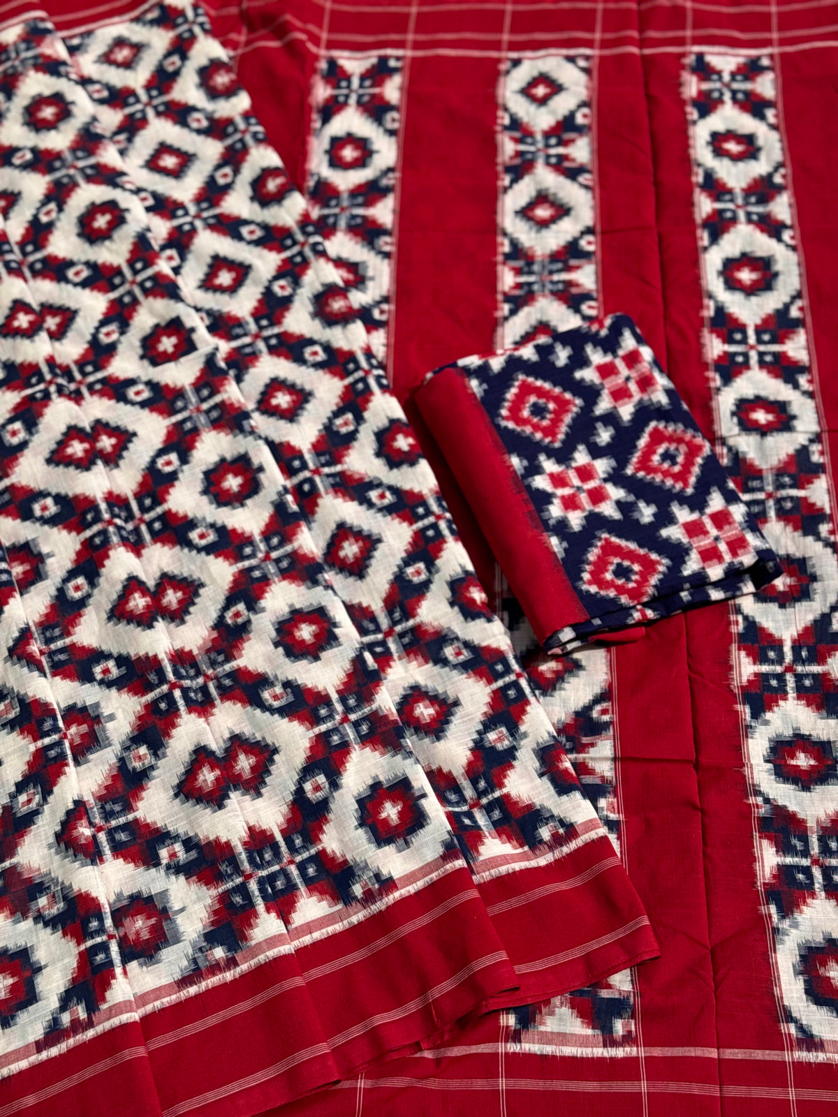 Telia Rumal inspired Double Ikkat Cotton Saree