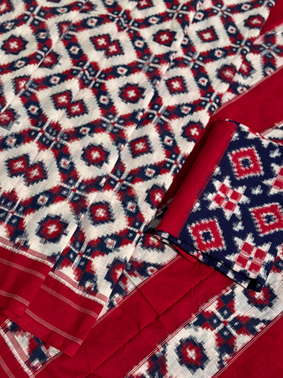 Telia Rumal inspired Double Ikkat Cotton Saree