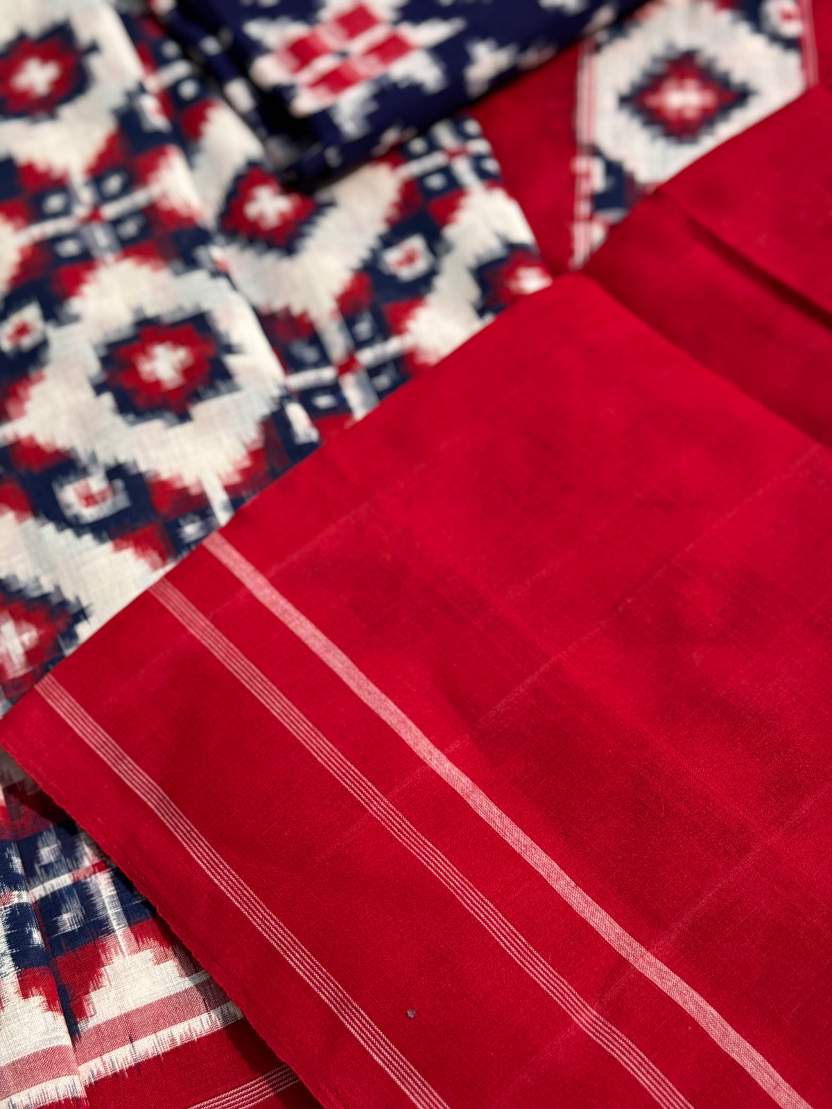 Telia Rumal inspired Double Ikkat Cotton Saree