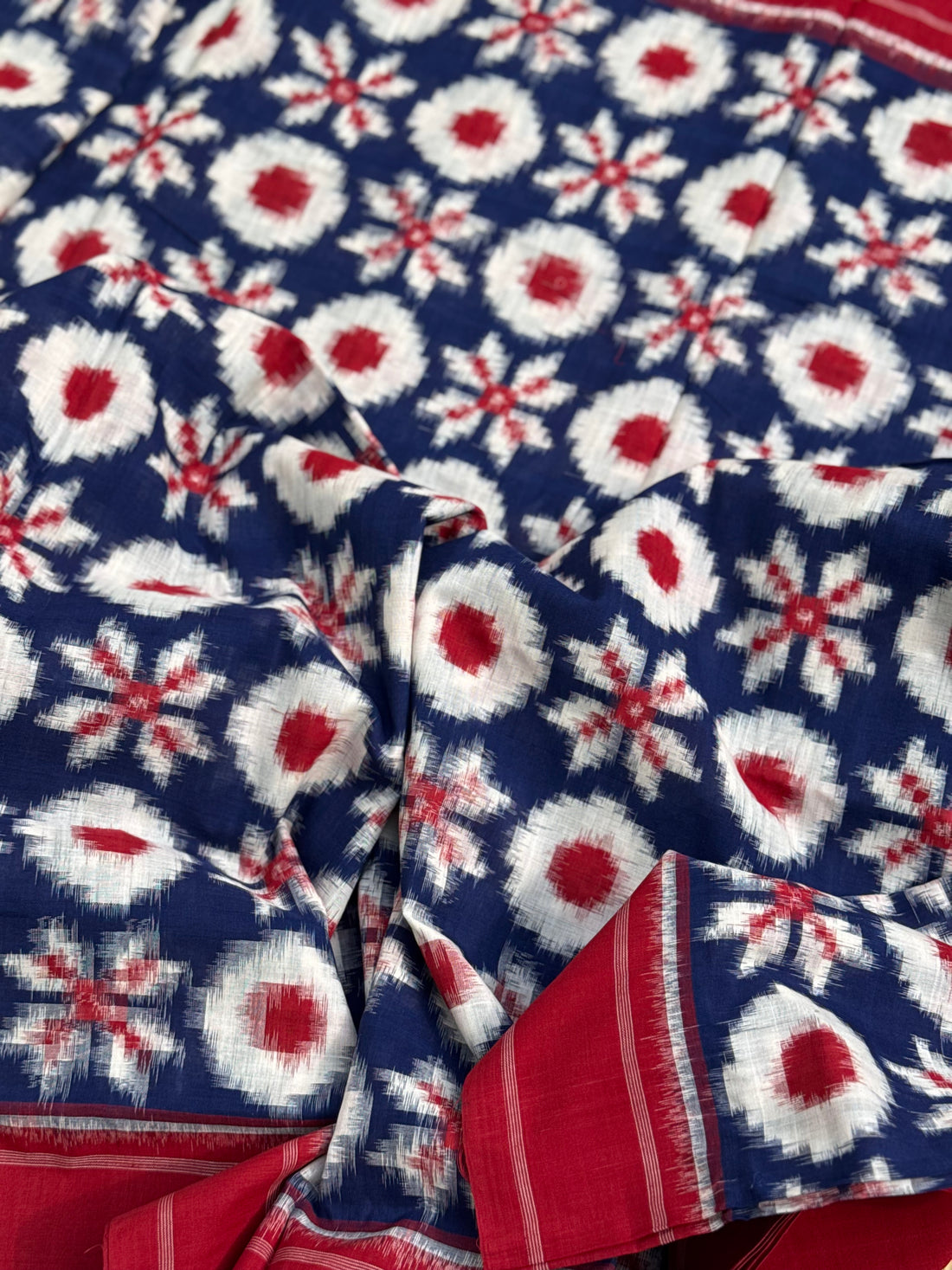 Telia Rumal inspired Double Ikkat Cotton Saree