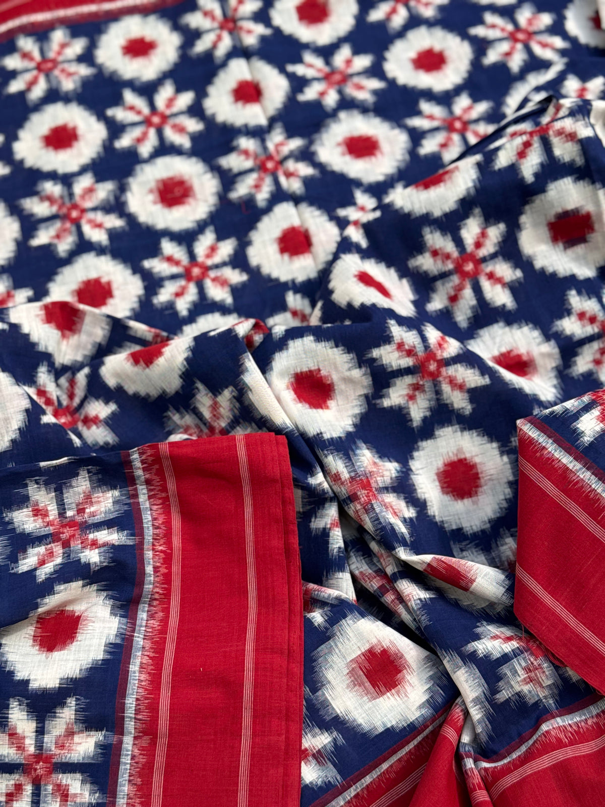 Telia Rumal inspired Double Ikkat Cotton Saree