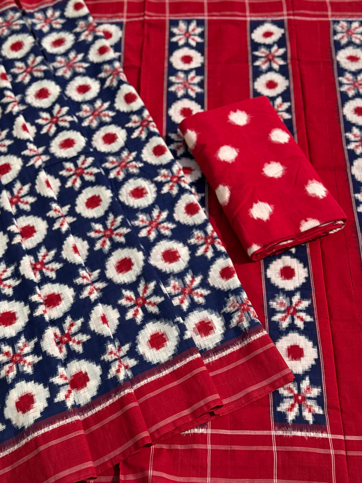 Telia Rumal inspired Double Ikkat Cotton Saree