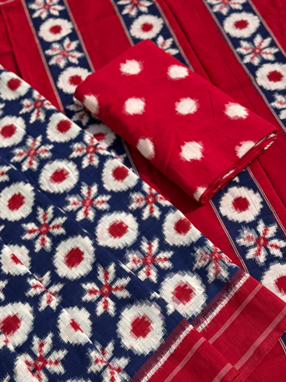 Telia Rumal inspired Double Ikkat Cotton Saree