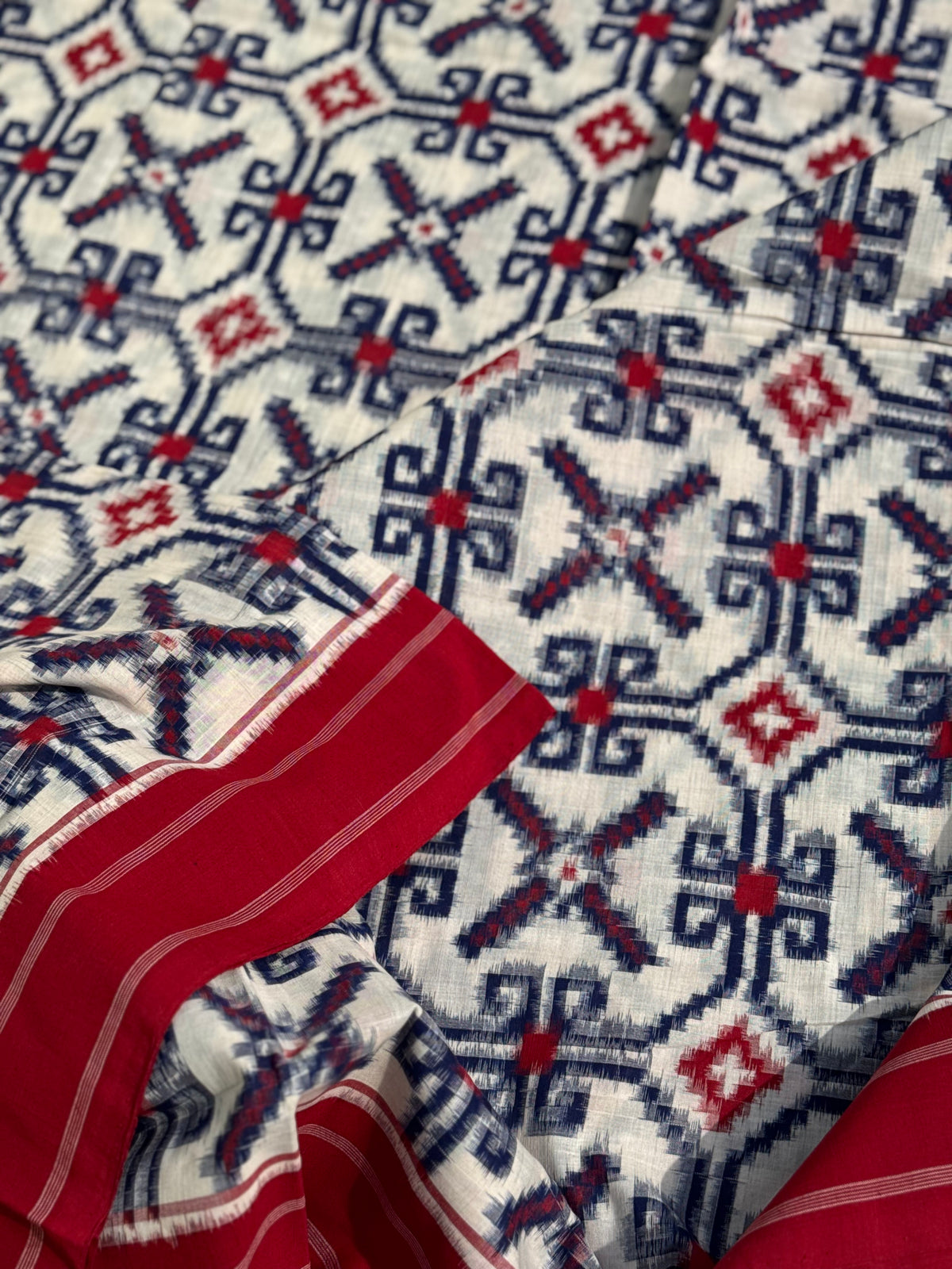 Telia Rumal inspired Double Ikkat Cotton Saree